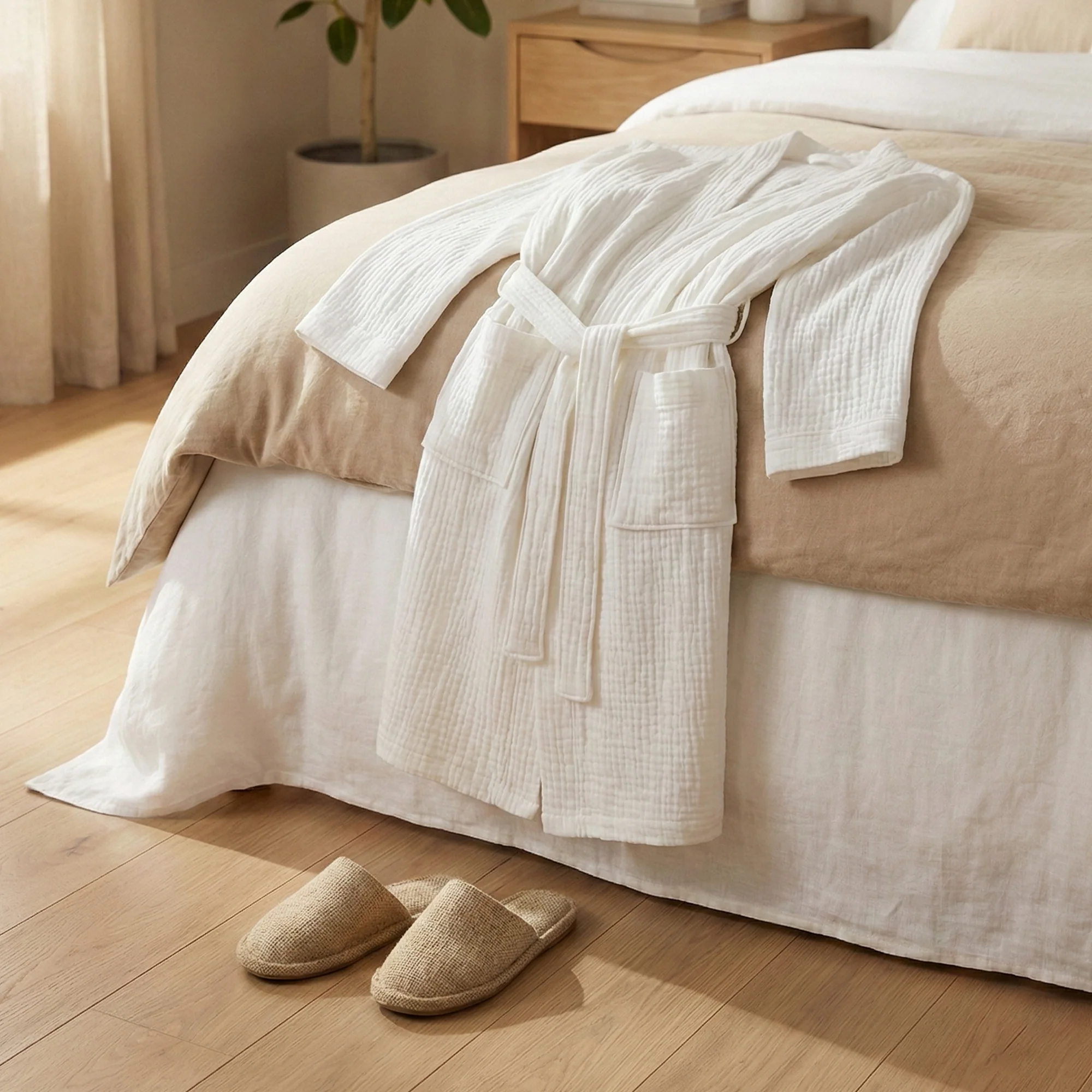 The Four-Seasons Bathrobe - 100% Muslin Cotton - Image 14