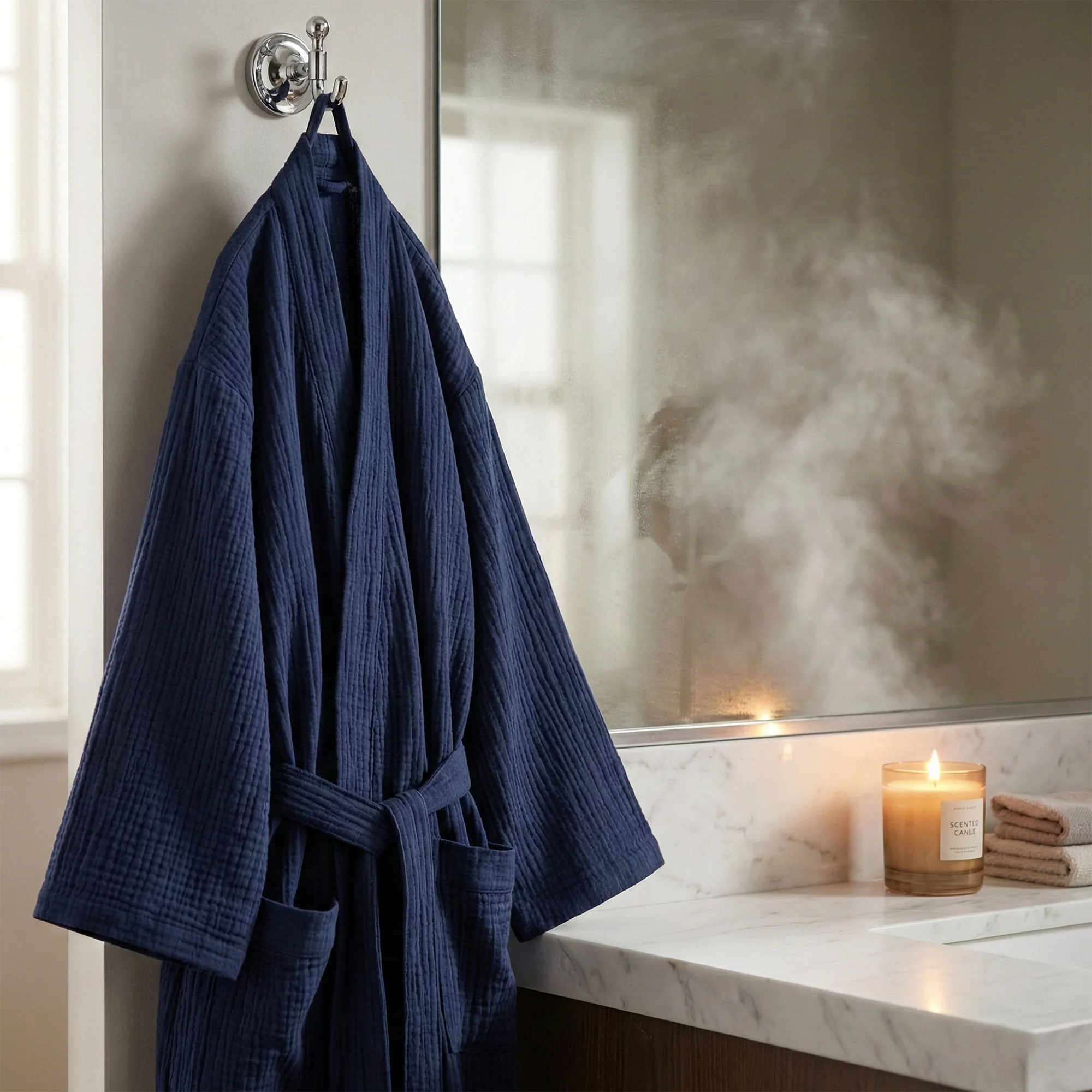 The Four-Seasons Bathrobe - 100% Muslin Cotton - Image 24
