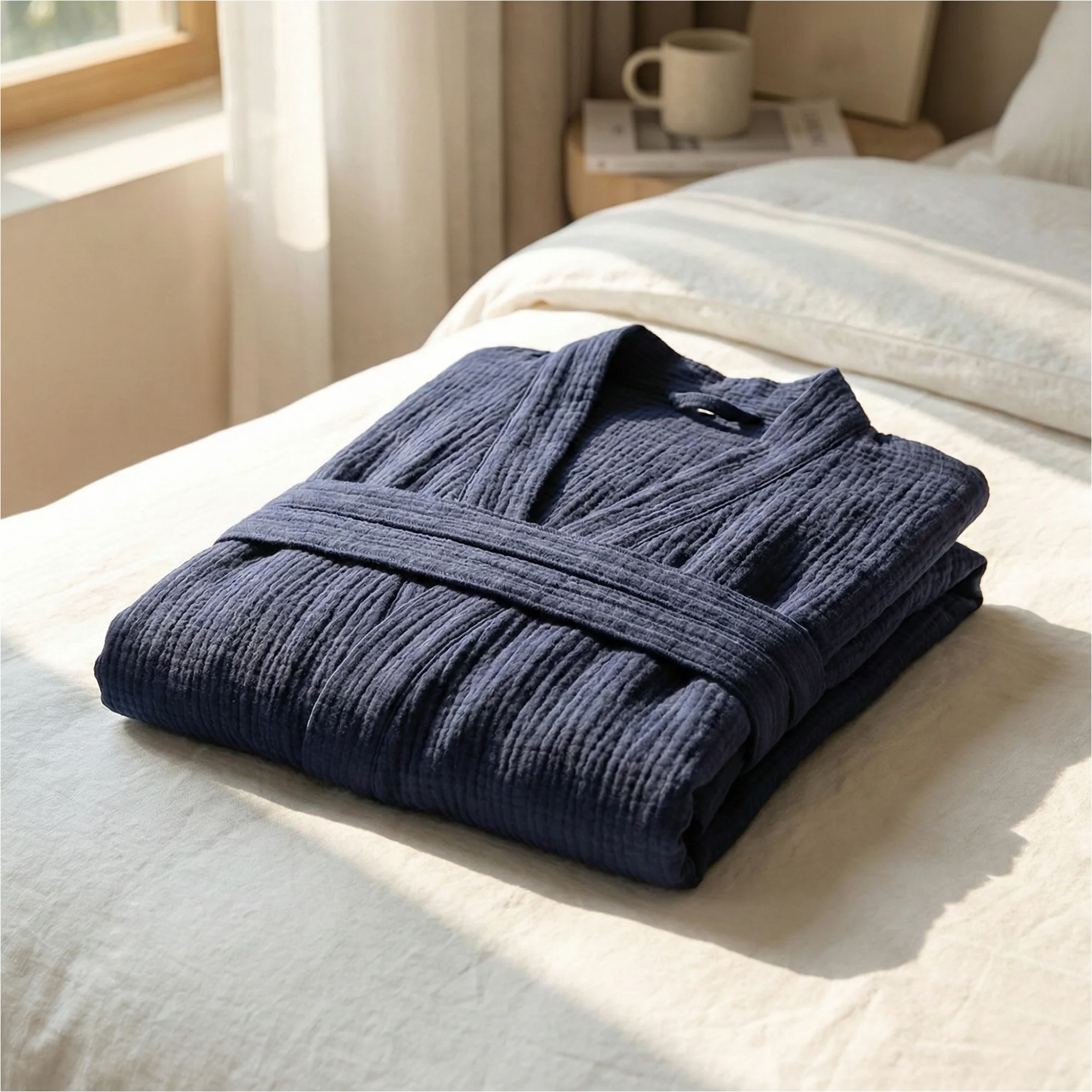 The Four-Seasons Bathrobe - 100% Muslin Cotton - Image 29