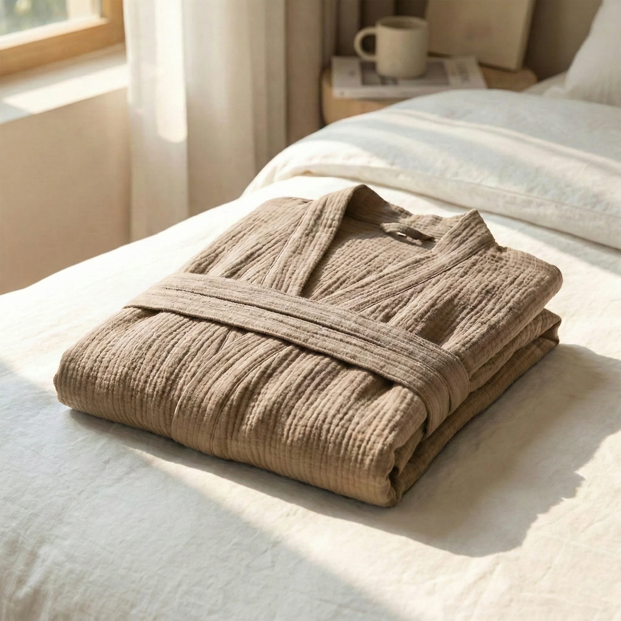 The Four-Seasons Bathrobe - 100% Muslin Cotton - Image 8